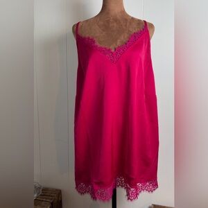 A New Day Women's satin Magenta Camisole Size 4X Lace adjustable